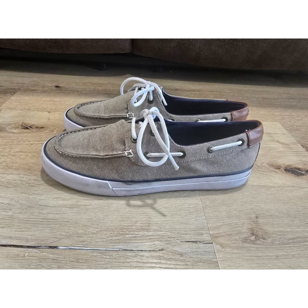 Tommy Hilfiger Canvas Boat Shoes Men’s Size 9 Tan Lace Up Casual